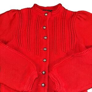 Vtg Astrifa Strick Modelle Austrian Cardigan Sweater 40 Red Wool Trachten Folk
